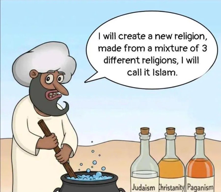 Cartoon Claiming Islam Was Artificially Created From Other Religions